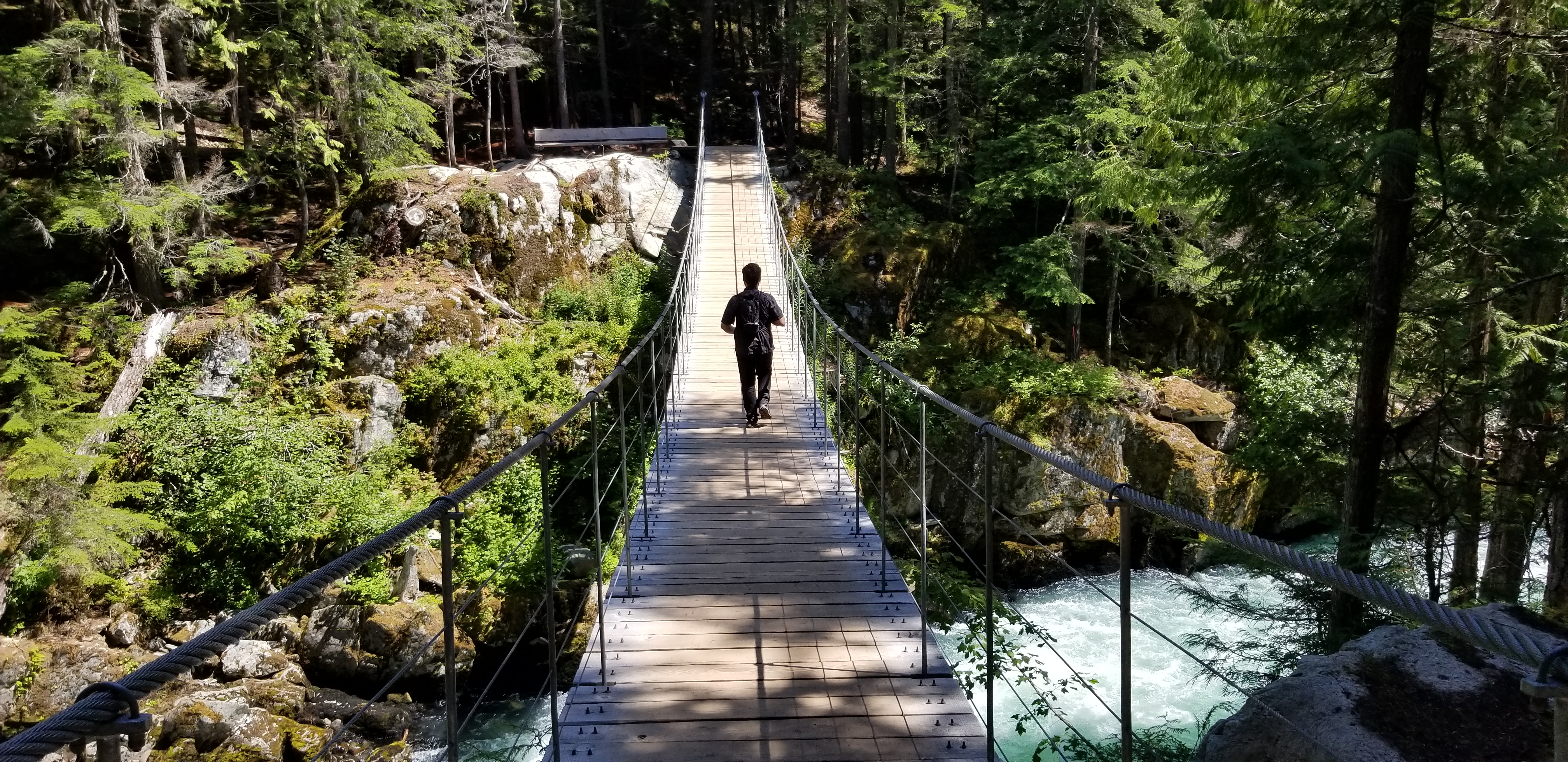 Suspension bridge over a river near Whistler, Canada