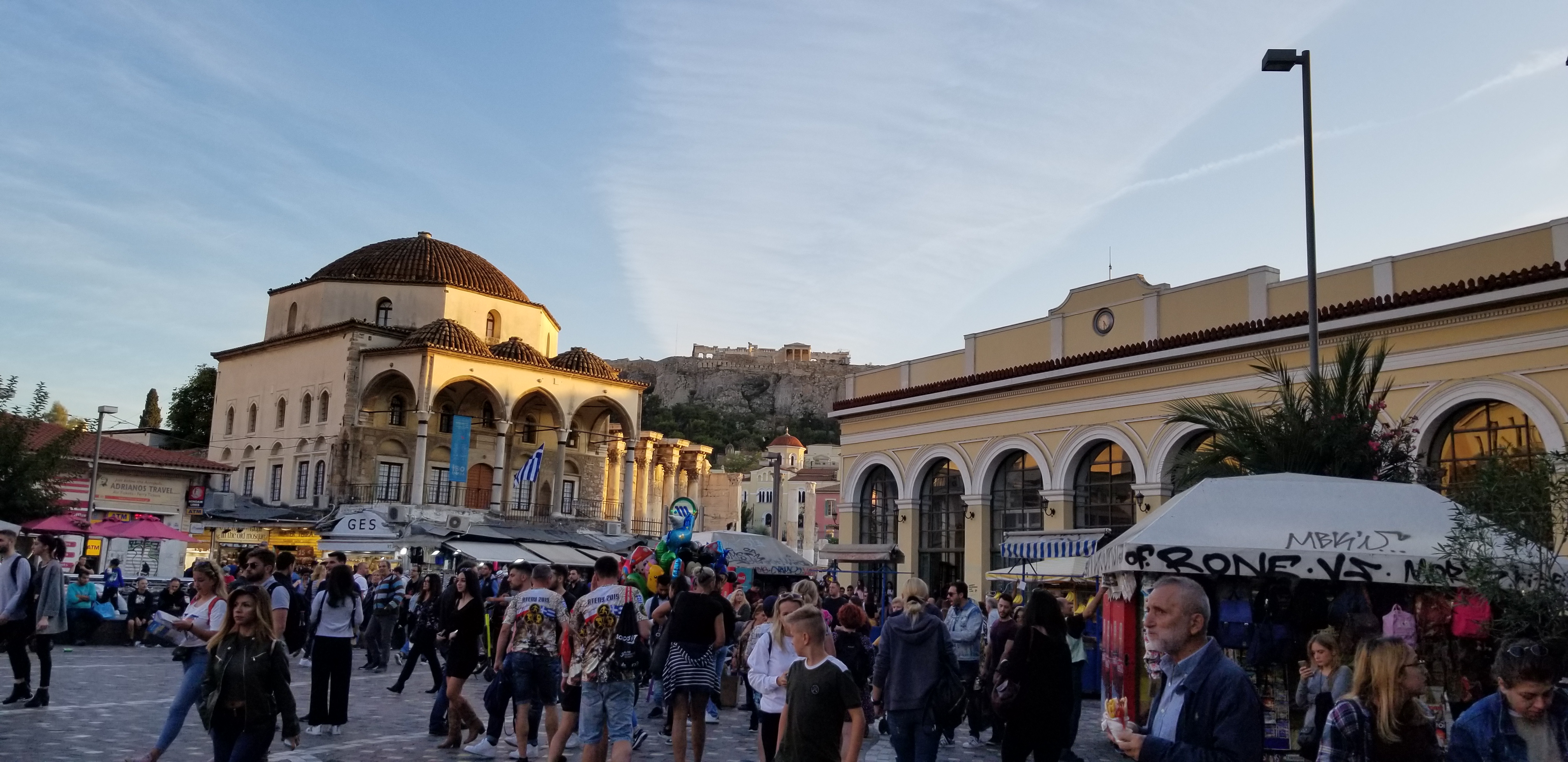 Busy Athens city square