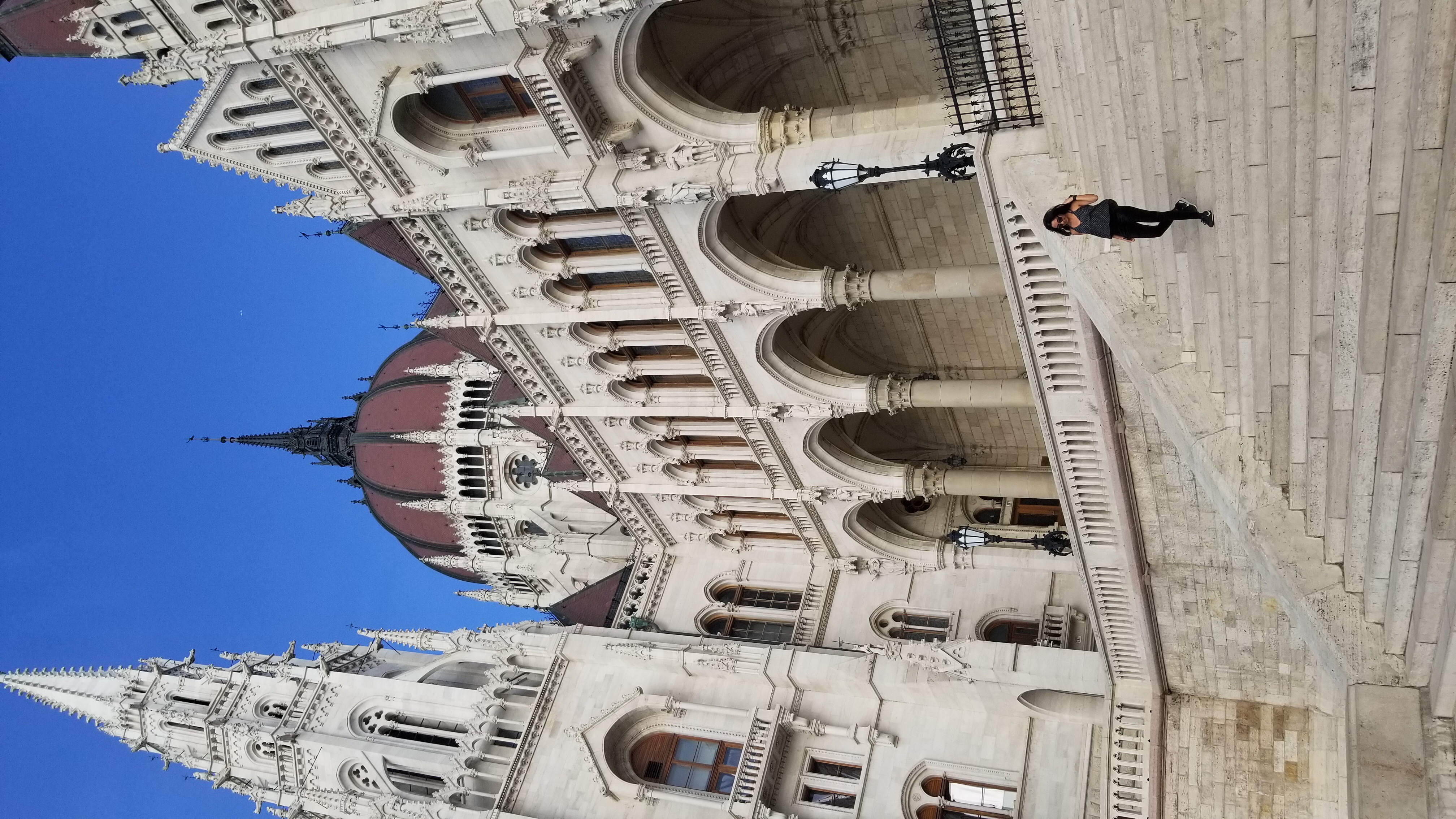 Steps outside the Parliament in Budapest, Hungary