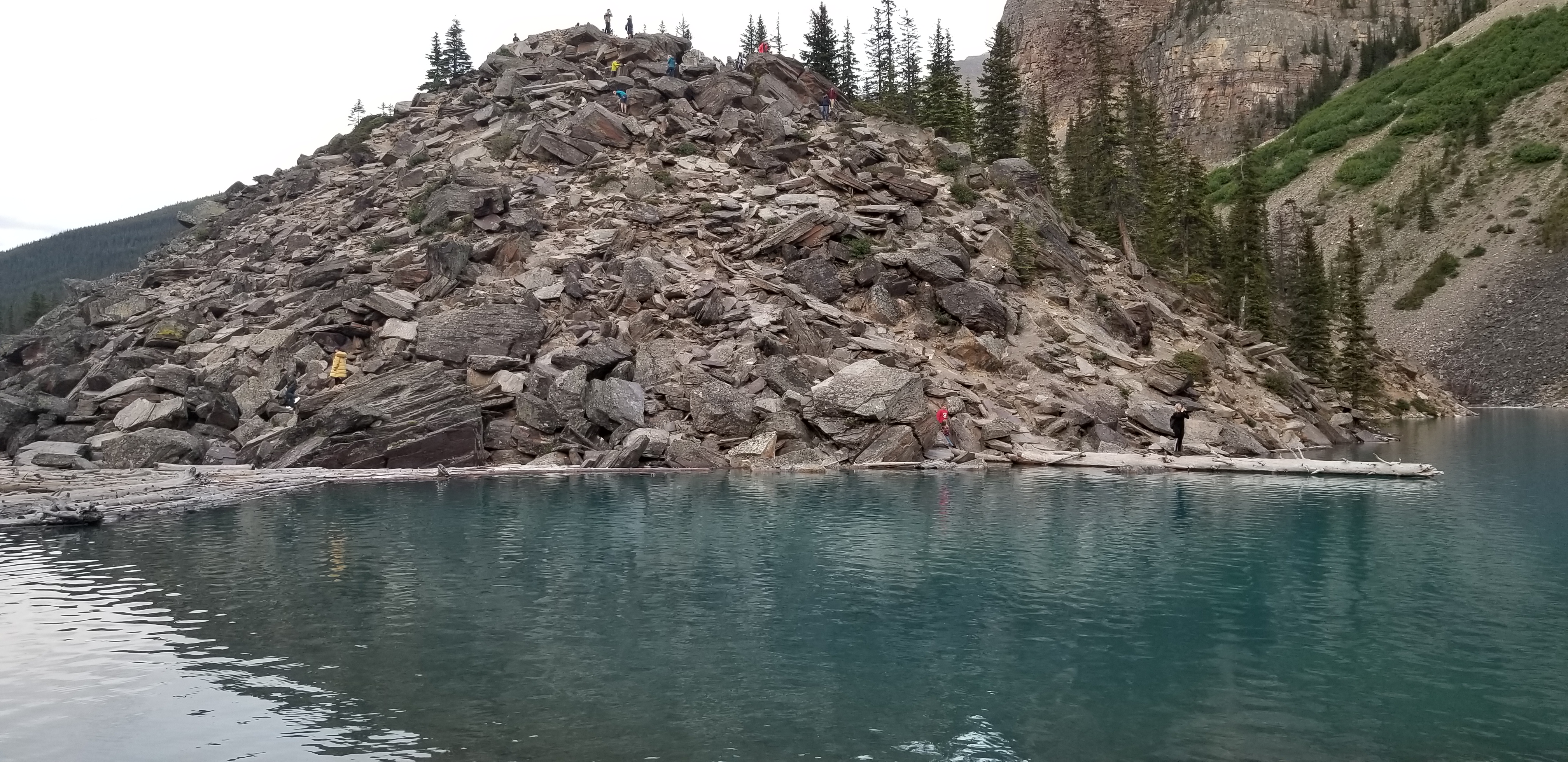 The glacial moraine that gives Moraine Lake its name, Banff NP, Canada