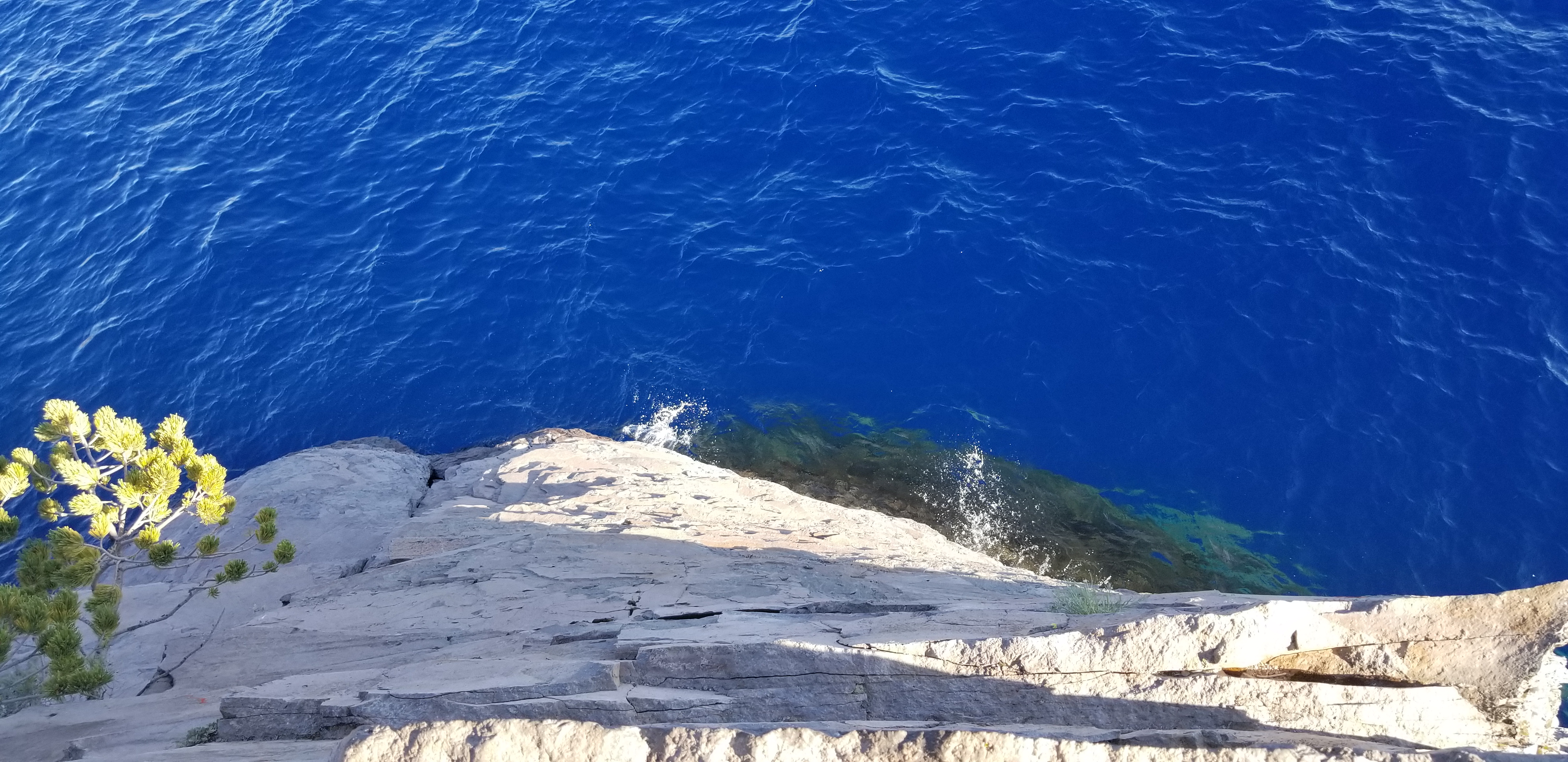 The water in crater lake is very very clear, but you still can't see the bottom very far from shore because the lake is so deep. Also a perfect temperature for swimming.