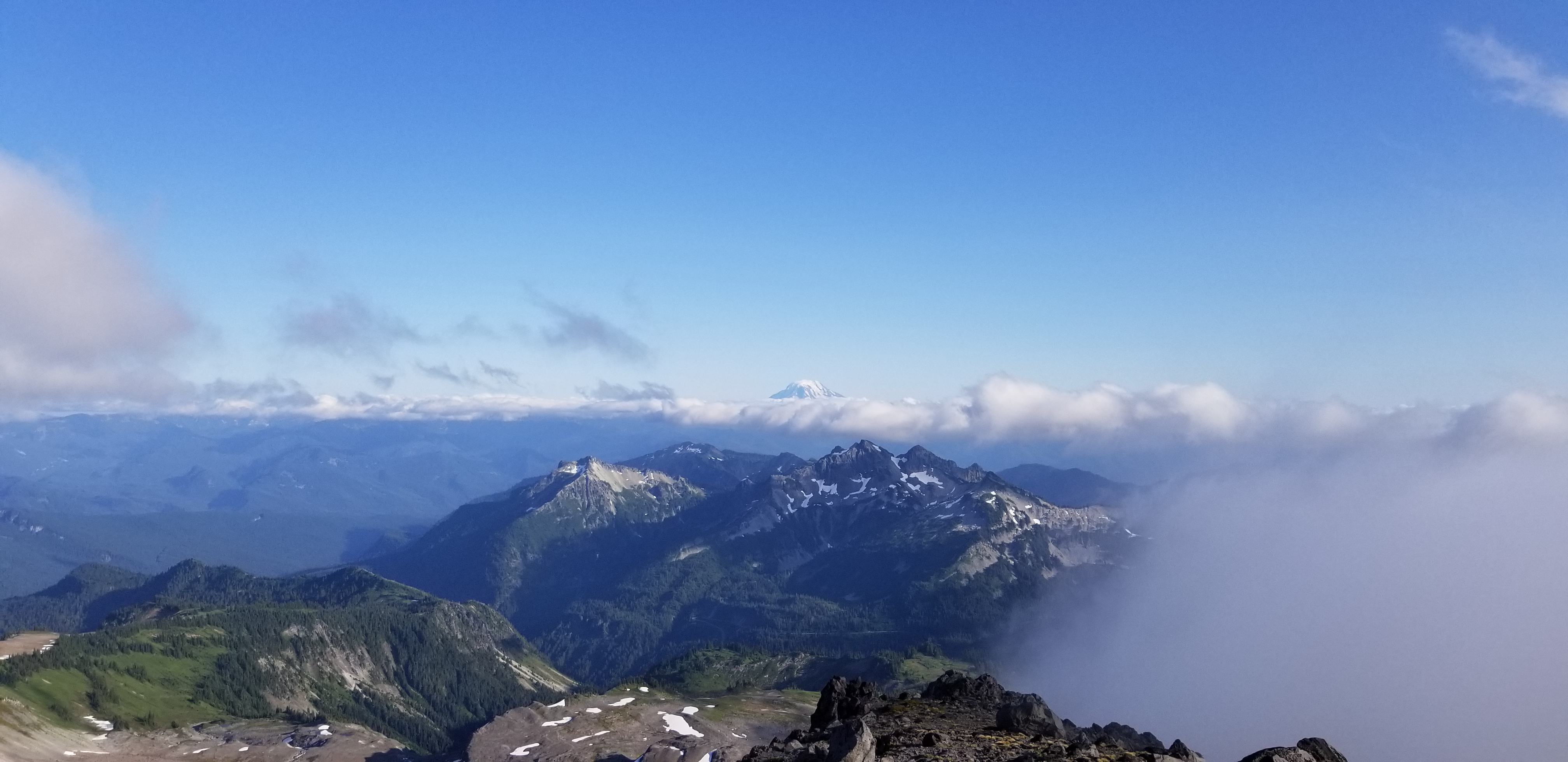 The view from mount Rainier from above the clouds