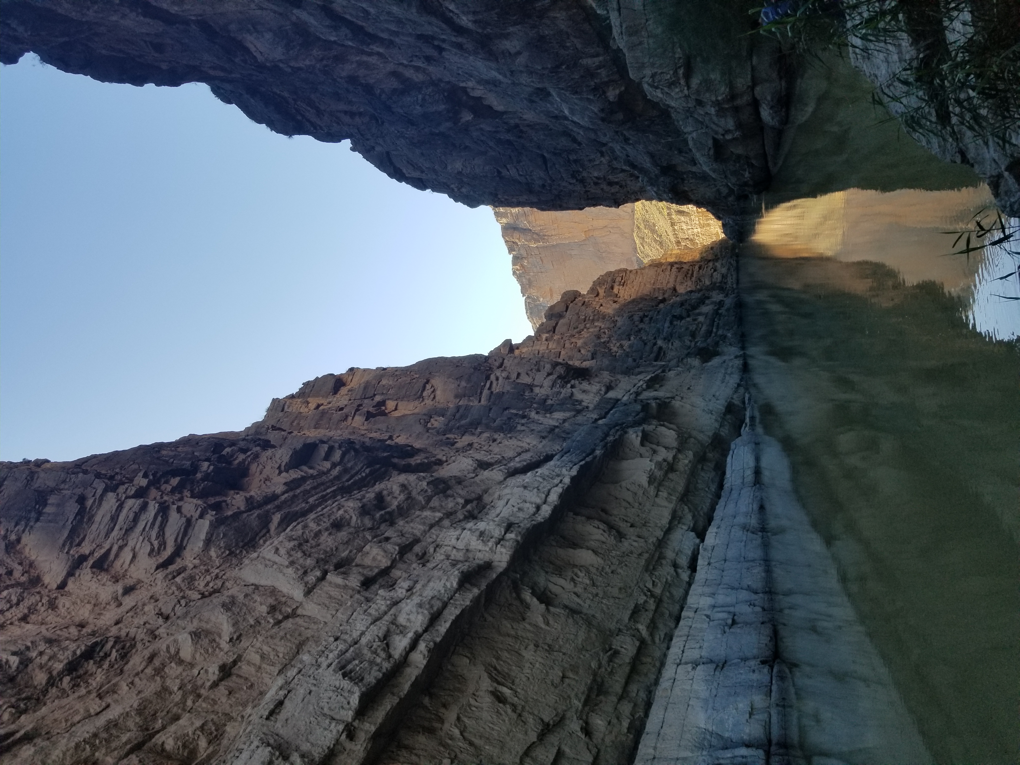 Santa Elena Canyon in Big Bend National Park, TX. The river is the Rio Grande, and the cliff on the left side is in Mexico.