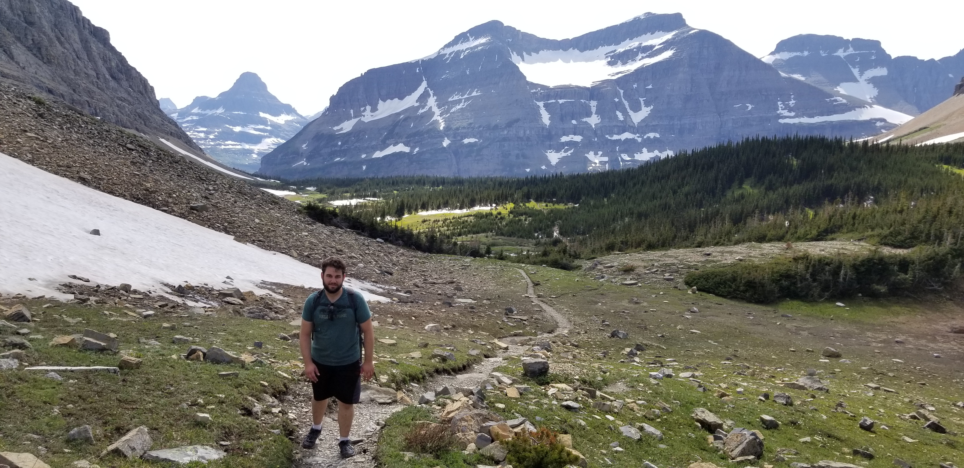 Josh hiking above the tree line in Glacier NP, MT