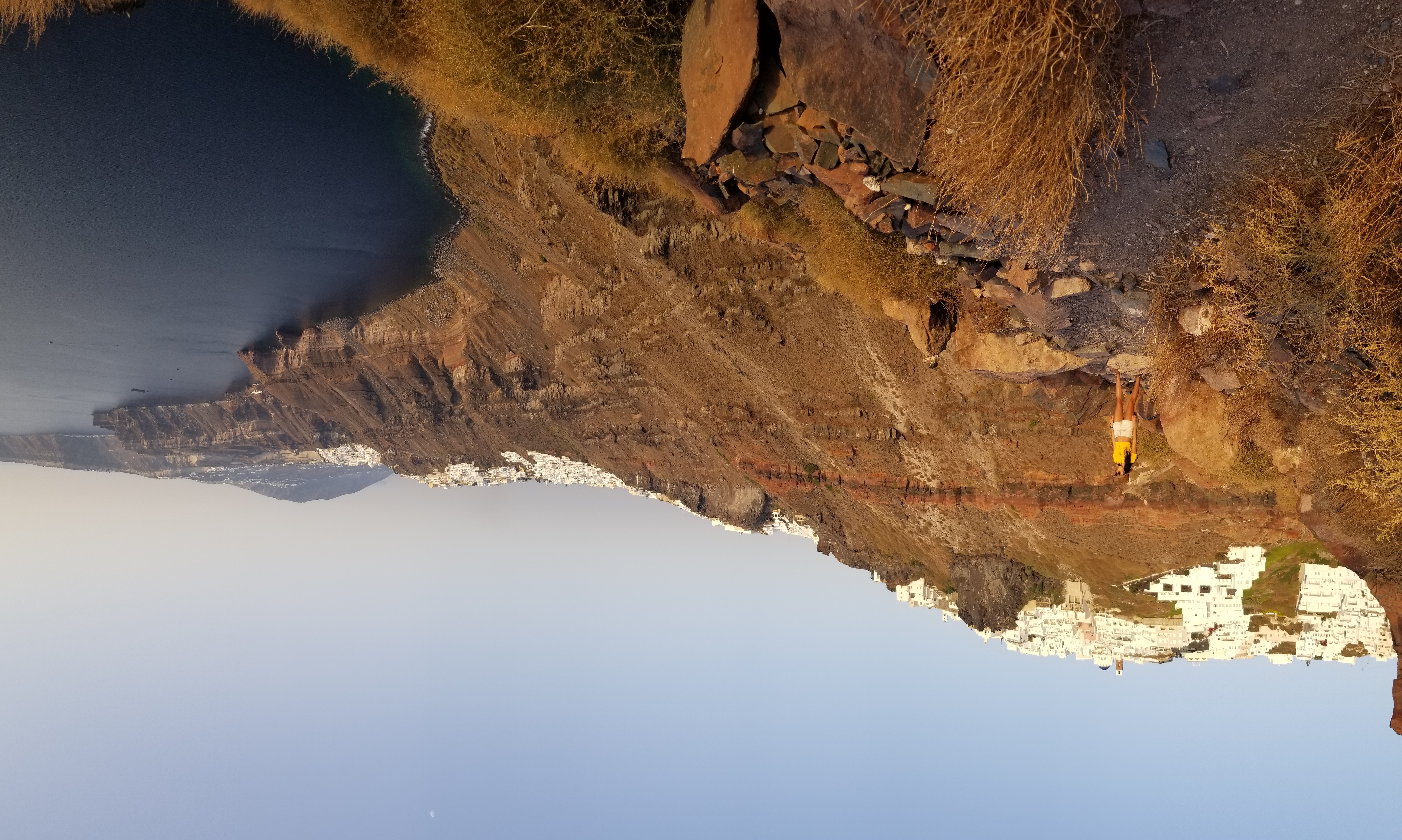 Hiking trail along the edge of the caldera in Santorini, Greece