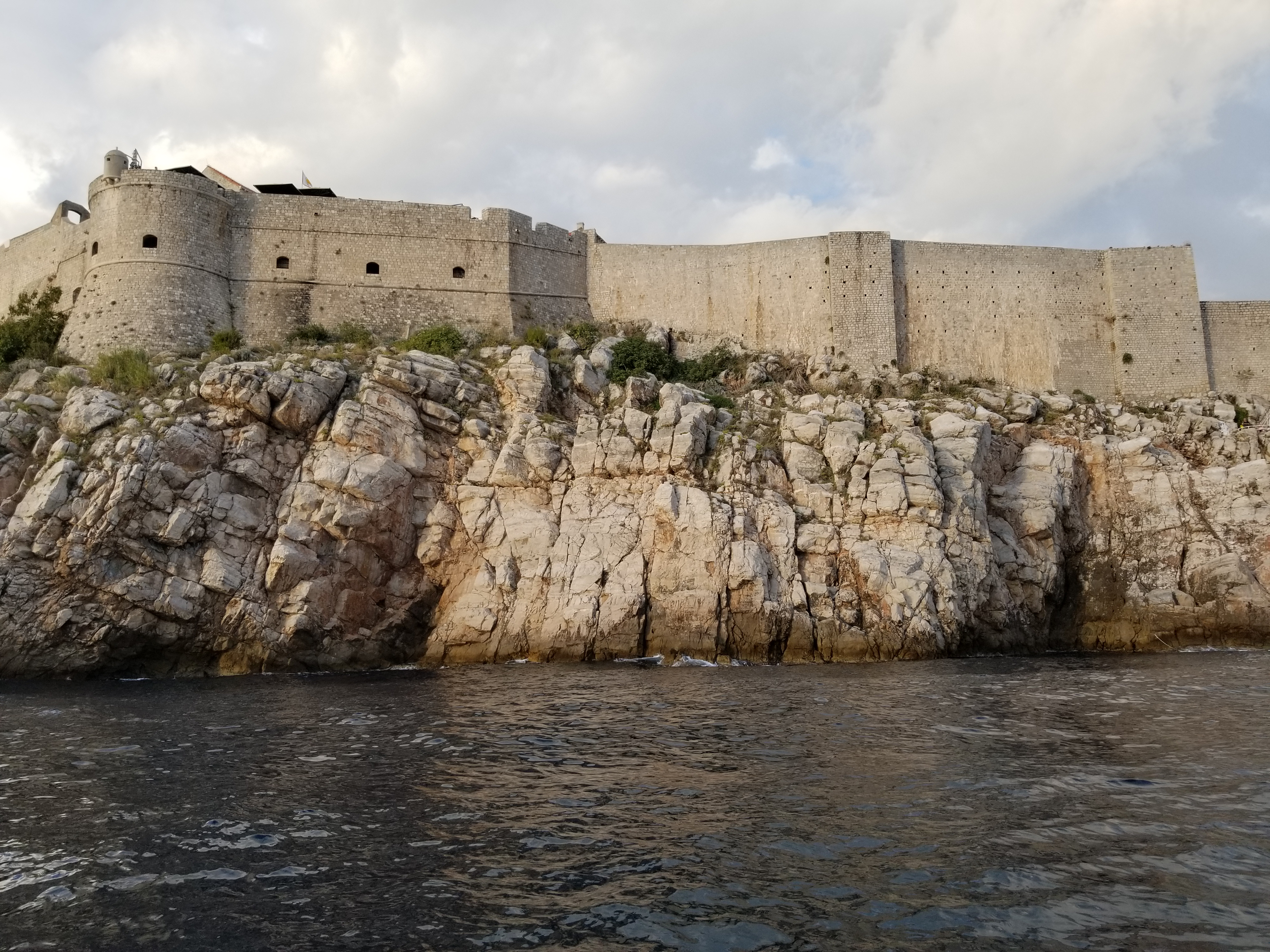 The walls of a Dubrovnik, Croatia as seen from the ocean