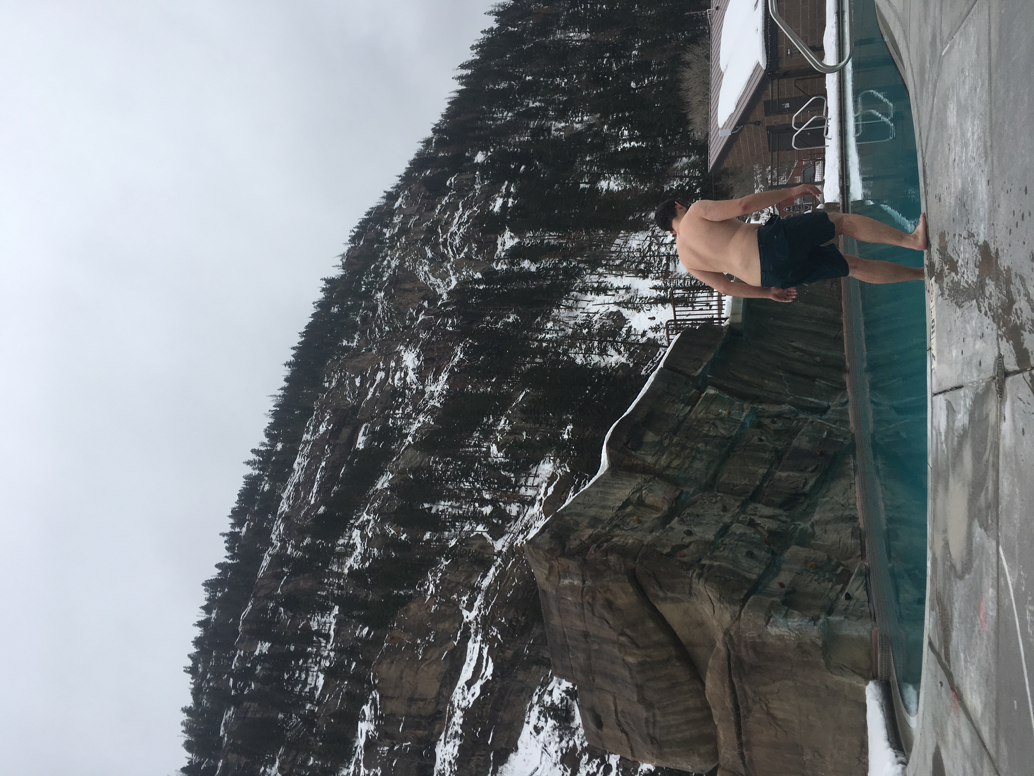 Josh testing the waters in the unheated pool in Ouray, Co