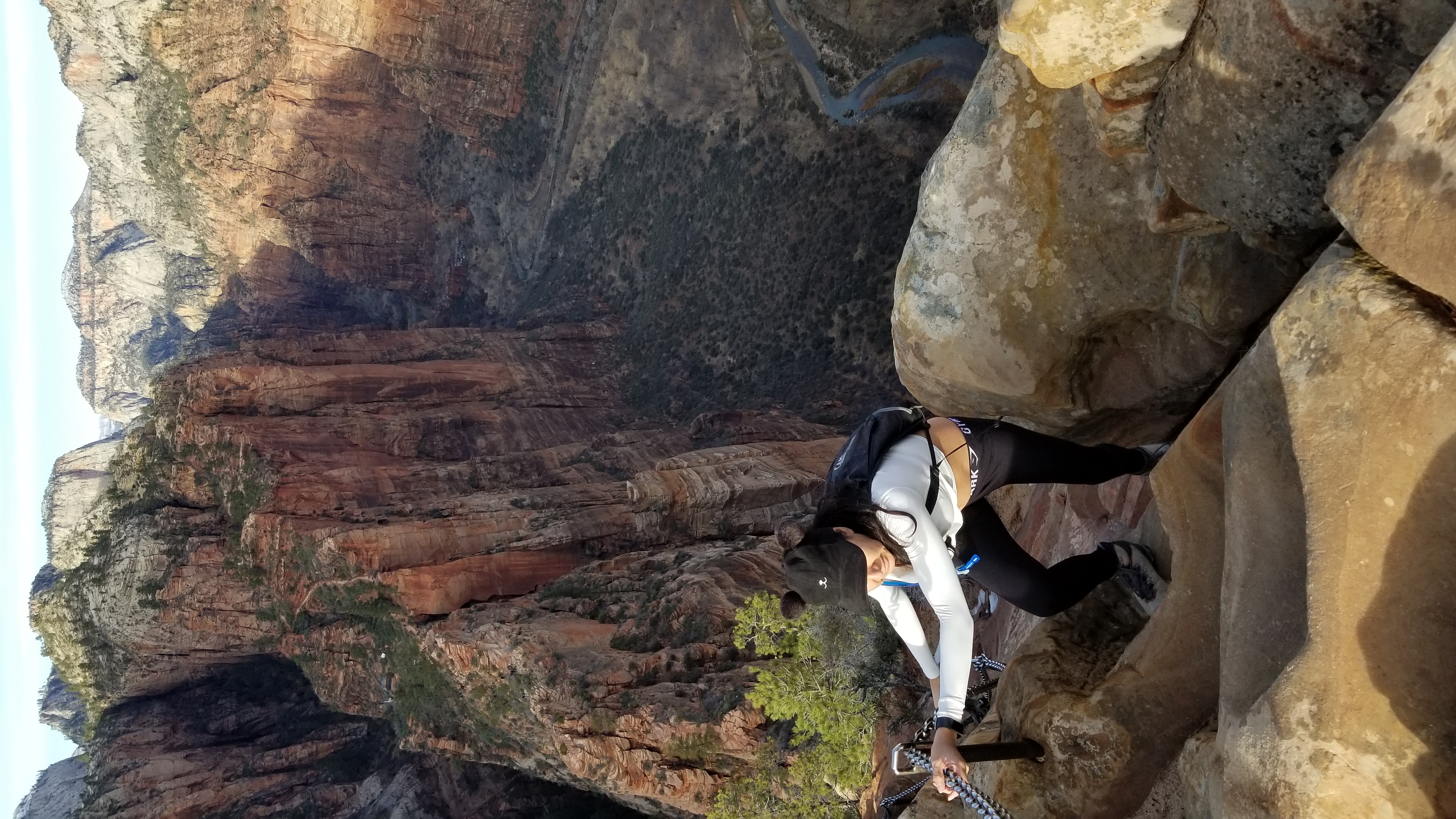 Holding on for dear life on Angel's Landing