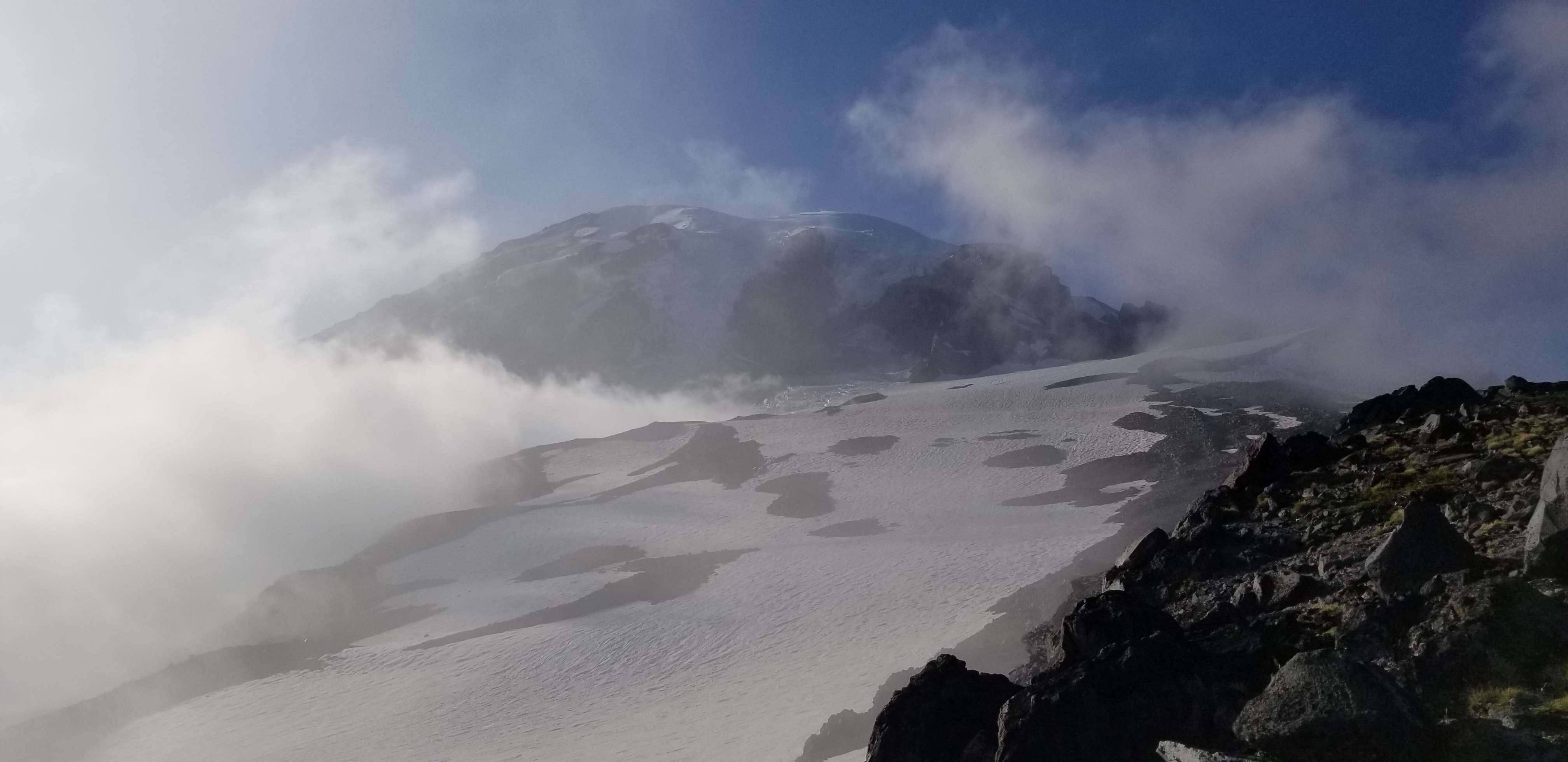 The view of mount Rainier from above the clouds