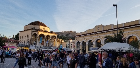 Busy Athens city square