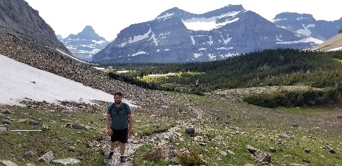 Josh hiking above the tree line in Glacier NP, MT