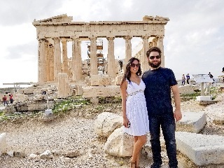 The Parthenon currently under renovation at the Acropolis in Athens, Greece