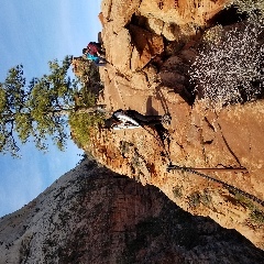 Using excess caution as there are very steep cliffs on both sides of the trail towards Angel's Landing in Zion National Park, Utah