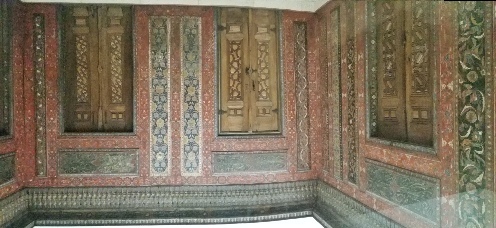 The Aleppo Room (the entrance to the house of a wealthy merchant in Aleppo) with ornate wooden wall panels. Pergamon Museum, Berlin