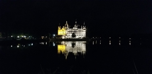 Schloss Schwerin at night. Schwerin, Germany