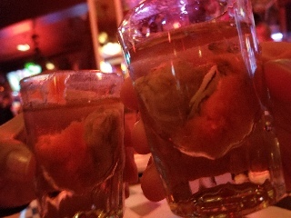 Trying oyster shooters while anticipating the New Year.