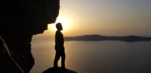 Hiking trail in Santorini, Greece