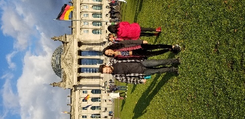 In front of the Parliament building in Berlin