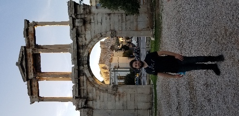 Outside of Zeus's temple. The Acropolis can be seen on the hill in the background. Athens