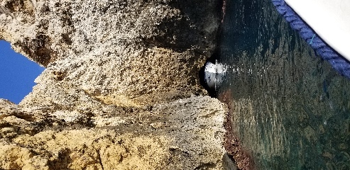 The entrance to Blue Cave was very narrow