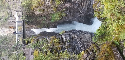 Bridge above Maligne Canyon, a slot canyon in Jasper NP