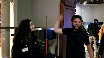 Josh's reaction to being zapped by a mini Tesla Coil at the Nikola Tesla Museum in Belgrade